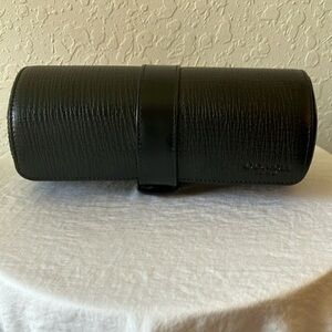 Coach: Black Crosby Watch Roll- Box Grain Leather